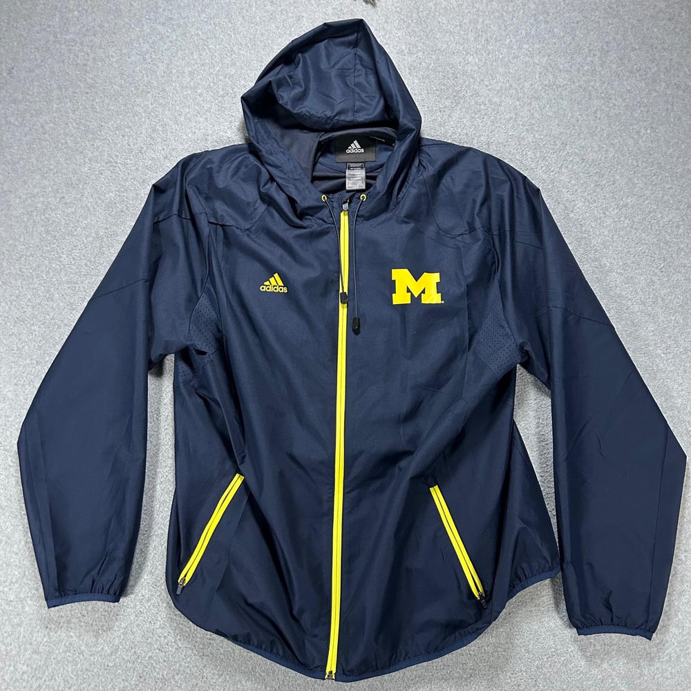 Michigan Adidas Windbreaker Adizero Men XL Navy Blue ClimaProof Sportswear